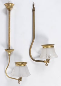 ASSORTED BRASS HANGING PENDANT GAS LAMPS, LOT OF TWO