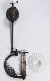 STAMPED BRASS HANGING PENDANT GRAVITY-FEED GAS LAMP