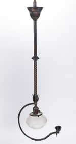 STAMPED BRASS HANGING PENDANT COMBINATION / TRANSITION GRAVITY-FEED GAS LAMP