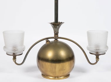COLEMAN LAMP CO. MODEL PQ BRASS DOUBLE-ARM CHANDELIER PRESSURIZED HANGING LAMP