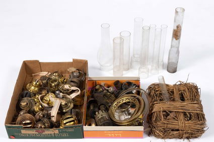ASSORTED KEROSENE AND OTHER BURNER AND LIGHTING COMPONENTS, UNCOUNTED LOT