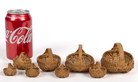 RICHARD ERVIN (ROCKINGHAM, NORTH CAROLINA, 1923-2012) RIB-TYPE WOVEN-SPLINT MINIATURE BASKETS,