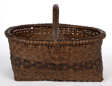 PIEDMONT / VALLEY OF VIRGINIA STAVE-TYPE WOVEN-SPLINT MARKET BASKET