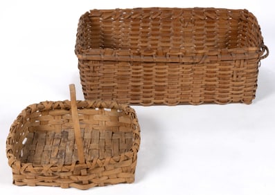 SHENANDOAH VALLEY OF VIRGINIA STAVE-TYPE WOVEN-SPLINT BASKETS, LOT OF TWO