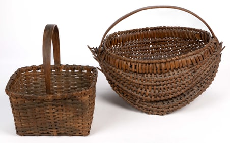 SOUTHERN APPALACHIAN / VALLEY OF VIRGINIA RIB-TYPE AND STAVE-TYPE WOVEN-SPLINT BASKETS, LOT OF TWO