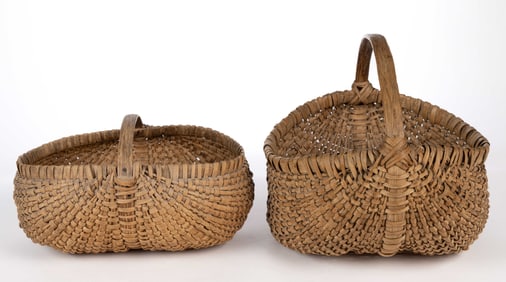 SOUTHERN APPALACHIAN RIB-TYPE WOVEN-SPLINT BASKETS, LOT OF TWO