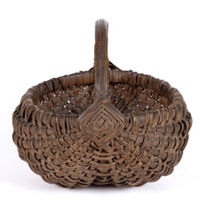 SOUTHERN APPALACHIAN RIB-TYPE WOVEN-SPLINT DIMINUTIVE BASKET