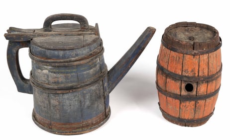COUNTRY PAINTED TREEN ARTICLES, LOT OF TWO