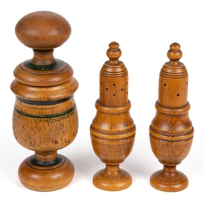 ASSORTED WOOD / TREENWARE DOMESTIC / KITCHEN ARTICLES, LOT OF THREE