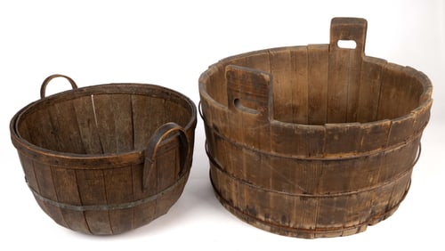 ASSORTED STAVE-FORM DOMESTIC ARTICLES, LOT OF TWO