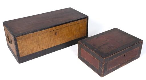 AMERICAN PAINT-DECORATED BOXES, LOT OF TWO
