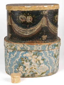 AMERICAN WALLPAPER COVERED BAND / HAT BOXES, LOT OF THREE