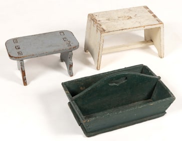 COUNTRY PAINTED DOMESTIC ARTICLES, LOT OF THREE