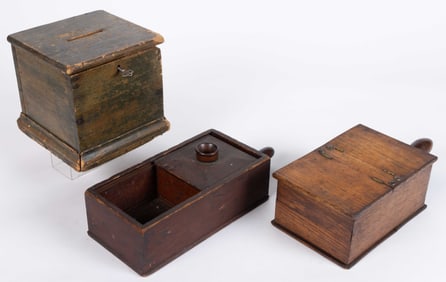 AMERICAN COUNTRY WOODEN BALLOT BOXES, LOT OF THREE