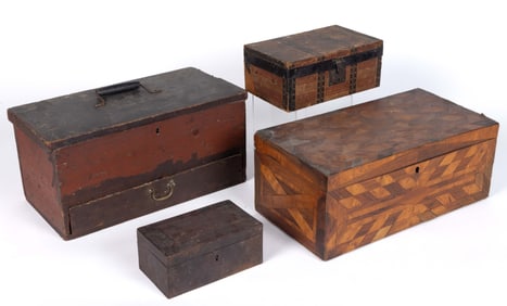 AMERICAN PAINTED AND OTHER BOXES, LOT OF FOUR