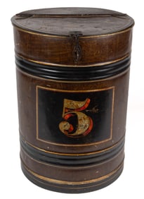 AMERICAN PAINT-DECORATED SHEET-IRON COUNTRY STORE BIN