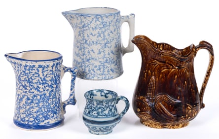 AMERICAN POTTERY PITCHERS, LOT OF FOUR
