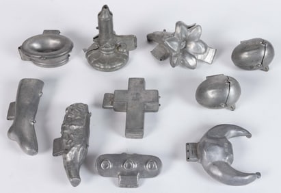 ASSORTED PEWTER FIGURAL FOOD MOLDS, LOT OF TEN