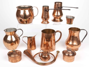 ASSORTED COPPER DOMESTIC ACCESSORIES, LOT OF 12