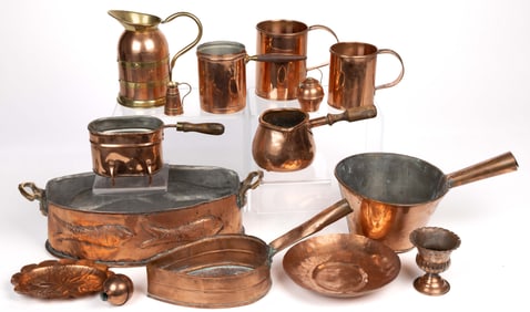 ASSORTED COPPER DOMESTIC ACCESSORIES, LOT OF 15