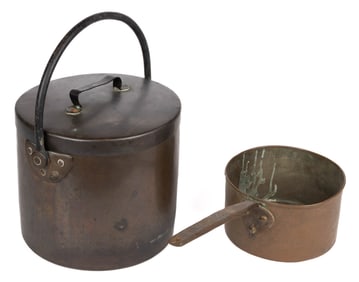 ASSORTED COPPER COOKWARE / DOMESTIC ARTICLES, LOT OF TWO