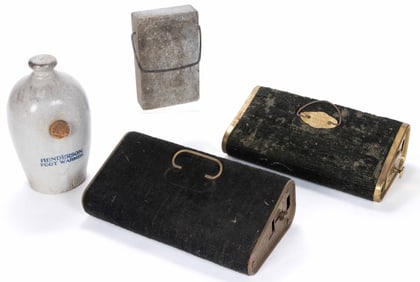 AMERICAN STONE / STONEWARE / METAL FOOT WARMERS, LOT OF FOUR