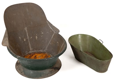 AMERICAN PAINTED TIN / SHEET-IRON BATHTUBS / SITZ BATHS, LOT OF TWO