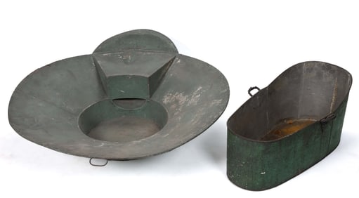 AMERICAN PAINTED TIN / SHEET-IRON BATHTUBS / SITZ BATHS, LOT OF TWO