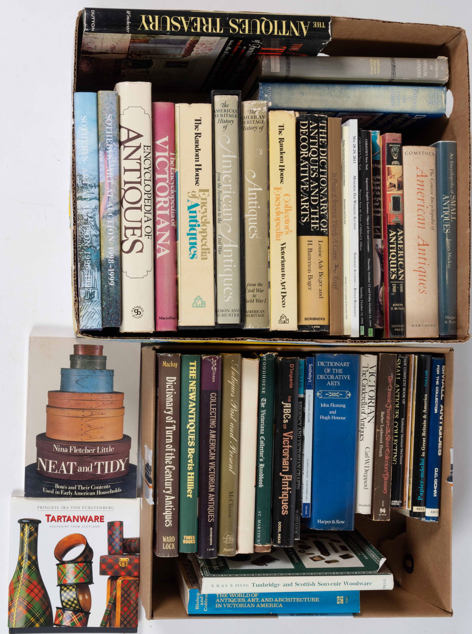 ASSORTED ANTIQUES REFERENCE VOLUMES, LOT OF 42 IN TWO BOXES (1 of 1)