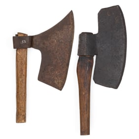 ASSORTED SIGNED FORGED IRON BROAD AXES, LOT OF TWO