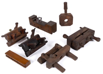 ASSORTED WOODEN PLOW AND OTHER PLANES, LOT OF SEVEN