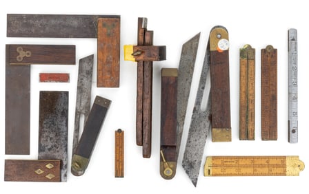 ASSORTED STEEL / BRASS AND WOODEN TOOLS, LOT OF 12
