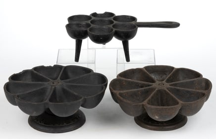 AMERICAN CAST-IRON NAIL CUPS, LOT OF THREE