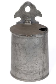 FRENCH PEWTER SALT BOX WITH ENGRAVED "VIVE LA LIBERTE"