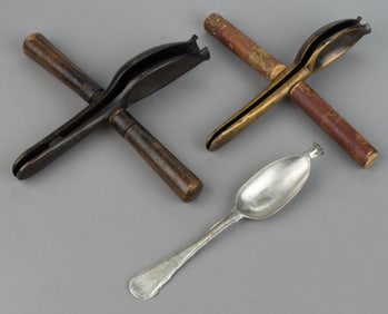 CAST BRONZE MOLDS FOR PEWTER SPOONS, LOT OF TWO