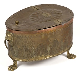 ENGLISH VICTORIAN / EDWARDIAN BRASS COAL SCUTTLE / HOD