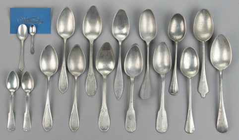 ASSORTED PEWTER SPOONS, LOT OF 15