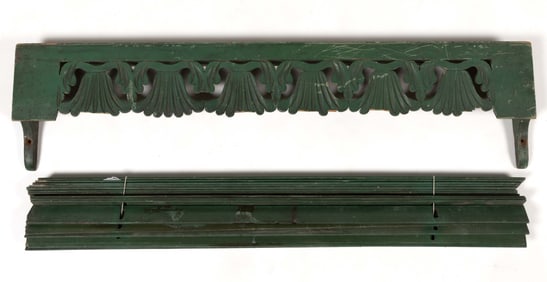 AMERICAN CARVED AND PAINTED WOOD VALANCE / VENETIAN BLINDS / SUN SHADES