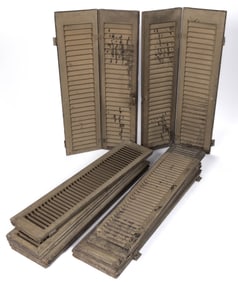 AMERICAN PAINTED WOOD INTERIOR SHUTTERS, LOT OF EIGHT