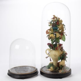 VICTORIAN / EDWARDIAN GLASS DISPLAY DOMES, LOT OF TWO