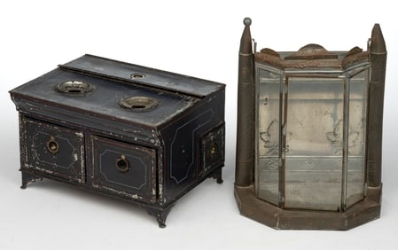 ASSORTED SHEET-IRON / TIN CONTAINERS, LOT OF TWO