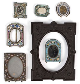 ASSORTED ANTIQUE / VINTAGE ITALIAN, AND POSSIBLY OTHER, MICROMOSAIC FRAMES, LOT OF SIX