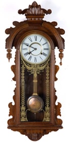 REPRODUCTION VICTORIAN WALNUT JEWELER'S WALL CLOCK