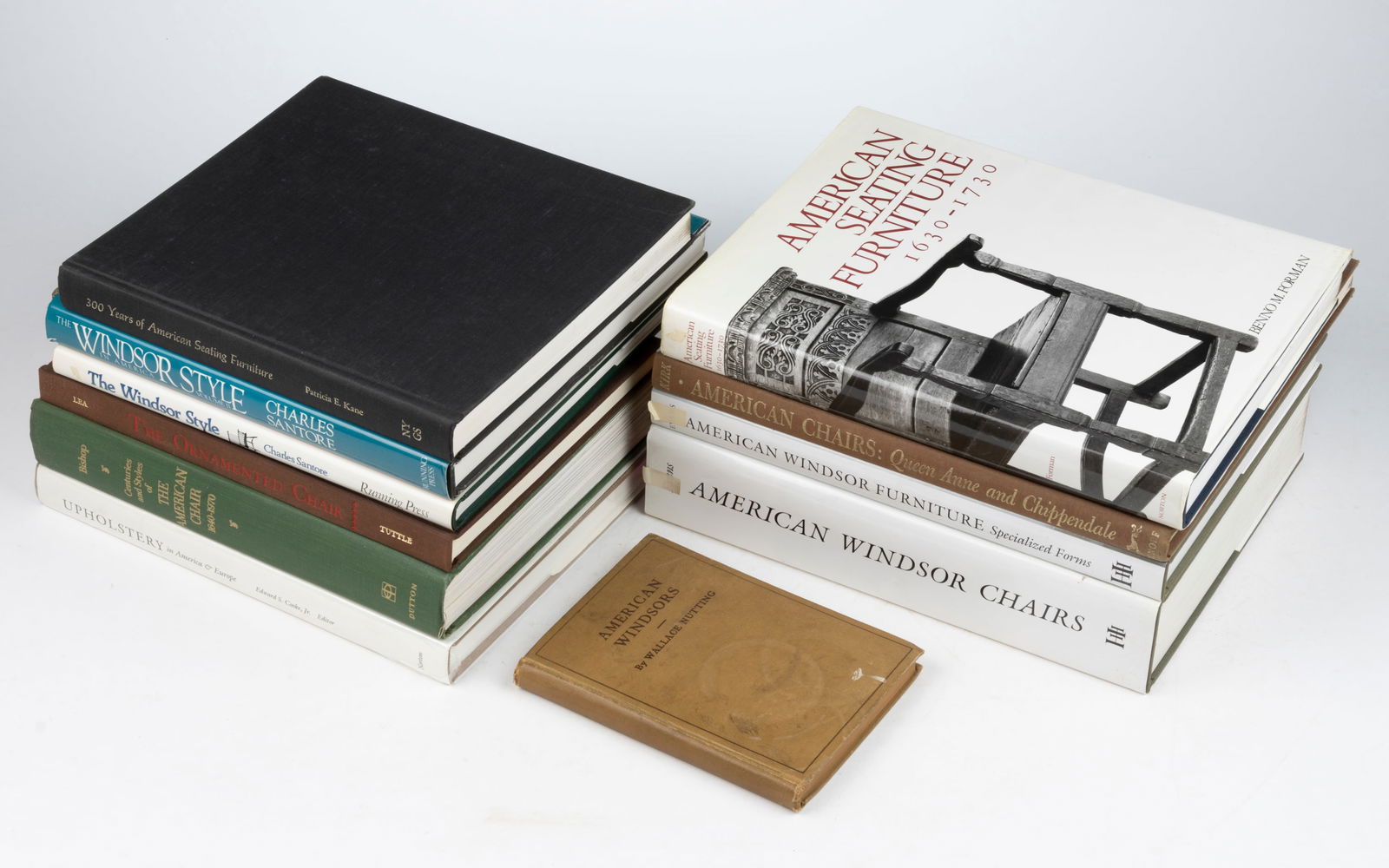 AMERICAN CHAIRS / SEATING FURNITURE REFERENCE VOLUMES, LOT OF 11: AMERICAN CHAIRS / SEATING FURNITURE REFERENCE VOLUMES, LOT OF 11, including Evans, American Windsor Chairs and American Windsor Furniture, Specialized Forms. Hardcovers. Prov