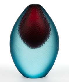 ALFREDO BARBINI (ITALY, 1912-2007) MURANO BATTUTO SOMMERSO STUDIO ART GLASS VASE