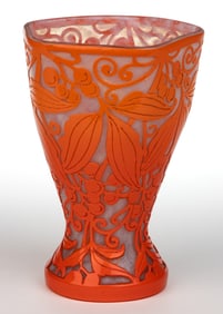DAUM NANCY VIRGINIA CREEPER CAMEO ART GLASS VASE