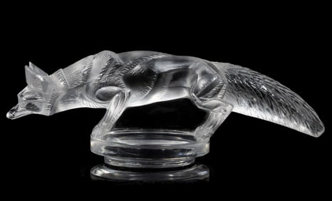 RARE LALIQUE RENARD FIGURAL FOX ART GLASS CAR MASCOT