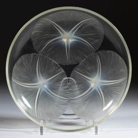 LALIQUE VOLUBILIS OPALESCENT ART GLASS FOOTED BOWL
