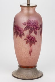 LEGRAS FLORAL CAMEO ART GLASS TABLE LAMP