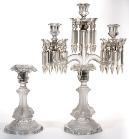 BACCARAT-STYLE DOLPHIN STANDARD THREE-LIGHT CANDELABRA
